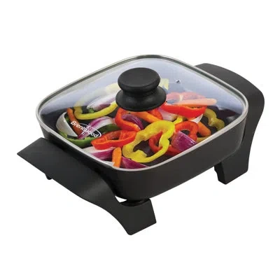 Brentwood 8" Non Stick Electric Skillet With Glass Lid In Black