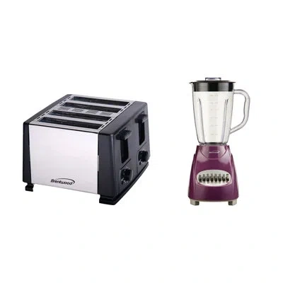 Brentwood Appliances 50-ounce 12-speed + Pulse Electric Blender With Plastic Jar With 4-slice Toaster In Purple