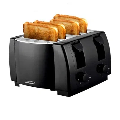 Brentwood Appliances Brentwood 1300w Cool Touch 4-slice Toaster With 7 Browning Settings, Auto-centering Guides & Dual Cr In Black