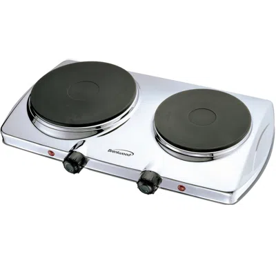 Brentwood Electric 1440w Double Hotplate In Chrome Electric 1440w Double Hotplate In Chrome In White