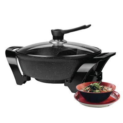 Brentwood Electric Non-stick 6qt Shabu Shabu Pot With Divider In Black Electric Non-stick 6qt Shabu Shabu Pot With Divider In Black