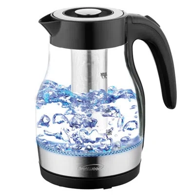 Brentwood Glass 1.7 Liter Electric Kettle With Tea Infuser In White In Black