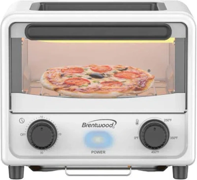 Brentwood 500-watt Stainless Steel Mini Toaster Oven In White