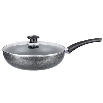 Brentwood Wok W/ Lid Aluminum Non-stick 10 In Black