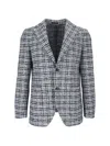 Brera Check-pattern Notched-lapels Jacket In Blue