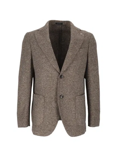 Brera Diagonal-weave Single-breasted Blazer In Brown