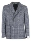 Brera Double-breasted Check Jacket In Blue