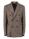 Brera Herringbone Double-breasted Blazer In Brown
