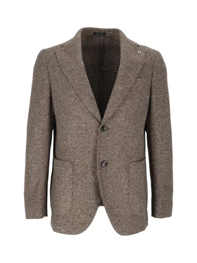 Breras Brown Giacca Uomo Herringbone Tailored Blazer In Grey