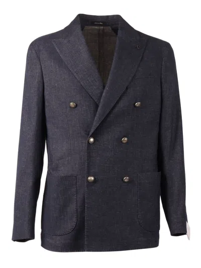 Breras Double Breasted Structured Blazer In Blue