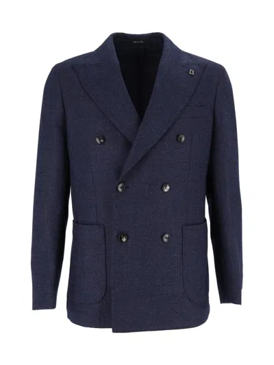 Breras Double-breasted Jacket With Wide Lapels In Deep Navy In Black