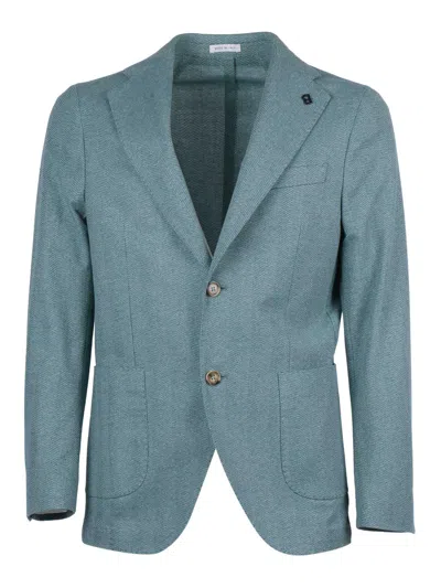 Breras Green Tailored Cotton Blazer In Blue