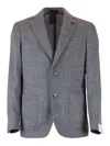 Breras Grey Textured Two Button Blazer In Gray