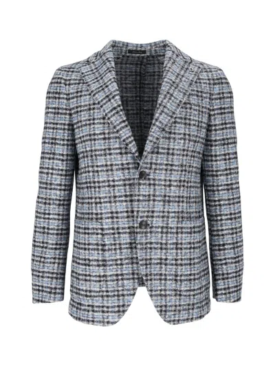 Breras Light Blue/grey Giacca Uomo Plaid Tailored Blazer
