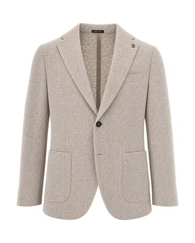 Breras Milano Beige Prince Of Wales Wool-blend Blazer In Grey