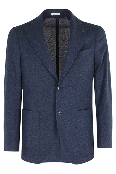 Breras Milano Blue Cotton Resca Single-breasted Jacket In Grey