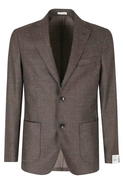 Breras Milano Brown Single-breasted Virgin Wool Jacket In Grey