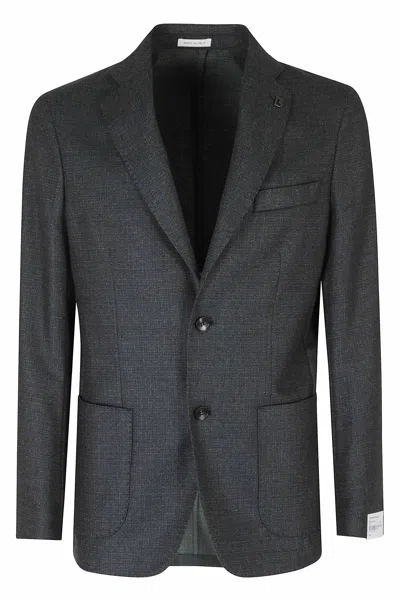 Breras Milano Green Single-breasted Virgin Wool Jacket In Grey