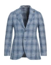 Breras Milano Man Blazer Azure Size 40 Cotton, Linen, Virgin Wool In Blue