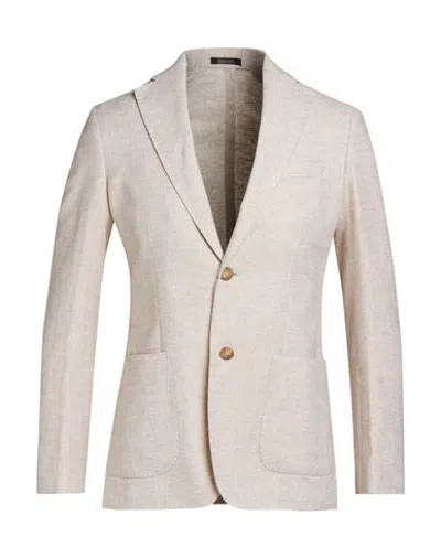 Breras Milano Man Blazer Beige Size 34 Linen, Cotton In Neutral
