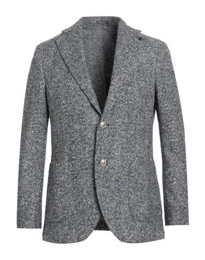 Breras Milano Man Blazer Black Size 46 Cotton, Acrylic, Polyester, Virgin Wool In Gray