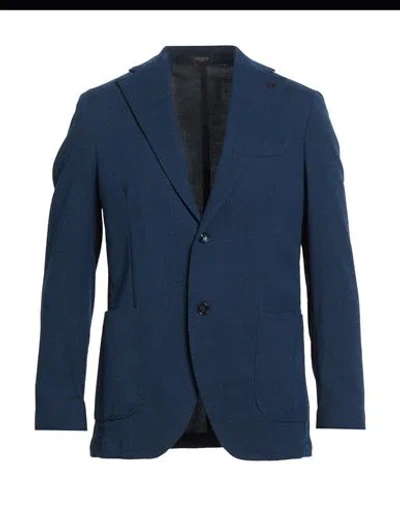 Breras Milano Man Blazer Blue Size 42 Virgin Wool, Viscose, Cotton, Elastane