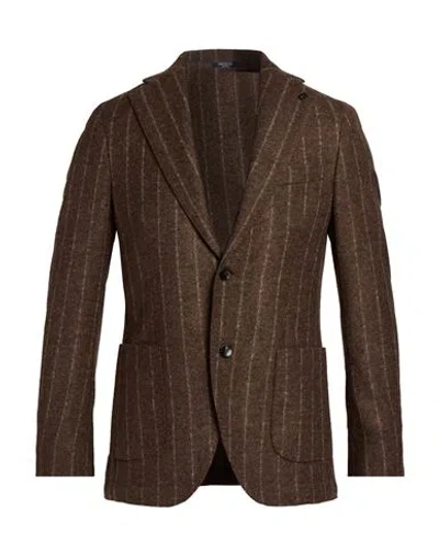 Breras Milano Man Blazer Brown Size 40 Acrylic, Shetland Wool, Polyester