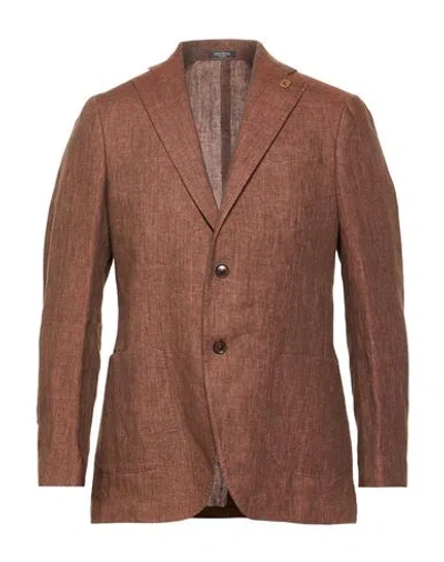 Breras Milano Man Blazer Brown Size 42 Linen