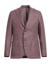 Breras Milano Man Blazer Burgundy Size 44 Linen, Virgin Wool In Pink