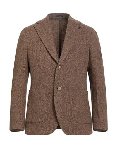 Breras Milano Man Blazer Camel Size 40 Virgin Wool In Brown