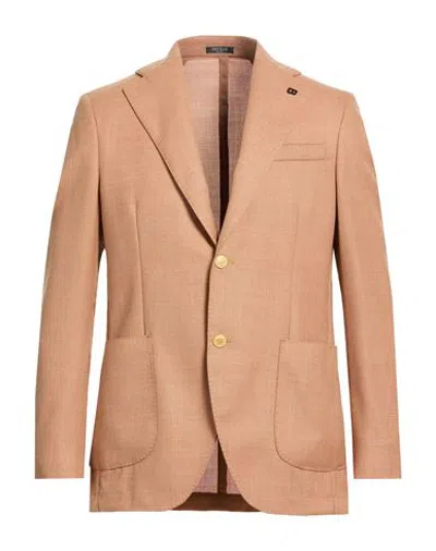 Breras Milano Man Blazer Camel Size 40 Wool In Brown
