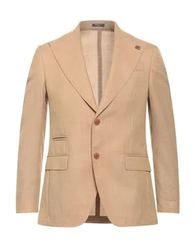 Breras Milano Man Blazer Camel Size 42 Virgin Wool In Brown