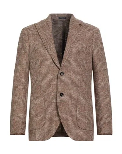 Breras Milano Man Blazer Camel Size 44 Acrylic, Virgin Wool, Polyester In Brown