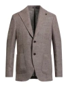 Breras Milano Man Blazer Camel Size 44 Linen, Wool In Metallic