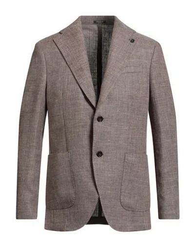 Breras Milano Man Blazer Camel Size 44 Linen, Wool In Metallic