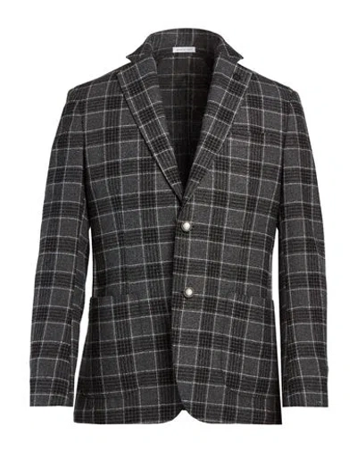 Breras Milano Man Blazer Charcoal Size 38 Viscose, Virgin Wool, Polyamide In Black
