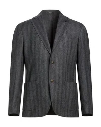 Breras Milano Man Blazer Charcoal Size 42 Virgin Wool In Black