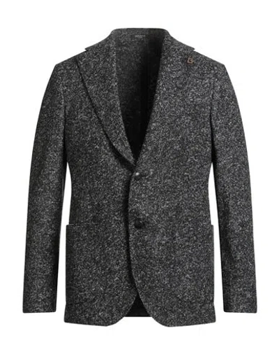 Breras Milano Man Blazer Charcoal Size 44 Acrylic, Virgin Wool, Polyester In Black