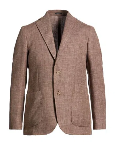 Breras Milano Man Blazer Chocolate Brown Size 36 Wool, Viscose