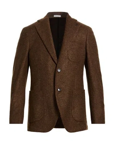Breras Milano Man Blazer Chocolate Brown Size 38 Acrylic, Virgin Wool, Polyester