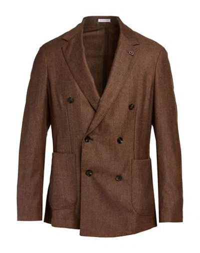 Breras Milano Man Blazer Chocolate Brown Size 44 Virgin Wool In Multi