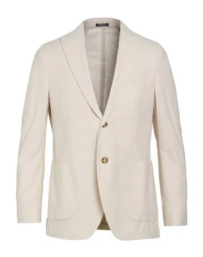 Breras Milano Man Blazer Cream Size 40 Cotton In Neutral