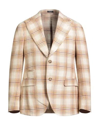 Breras Milano Man Blazer Cream Size 42 Cotton, Linen In White