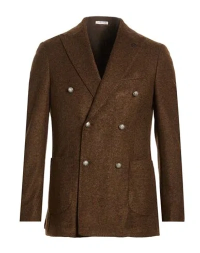 Breras Milano Man Blazer Dark Brown Size 42 Acrylic, Virgin Wool, Polyester