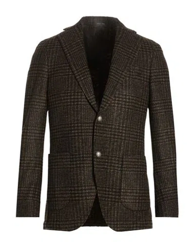 Breras Milano Man Blazer Dark Brown Size 42 Acrylic, Virgin Wool, Polyester