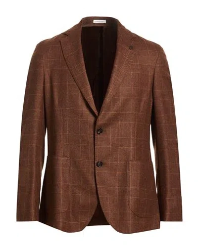 Breras Milano Man Blazer Dark Brown Size 42 Virgin Wool