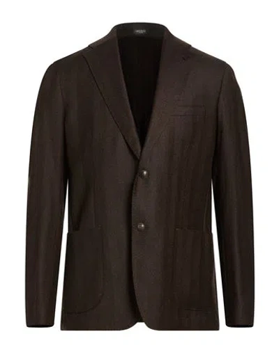 Breras Milano Man Blazer Dark Brown Size 42 Virgin Wool