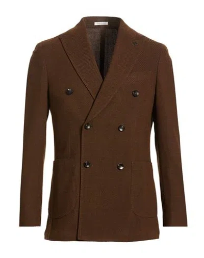 Breras Milano Man Blazer Dark Brown Size 42 Virgin Wool, Elastane