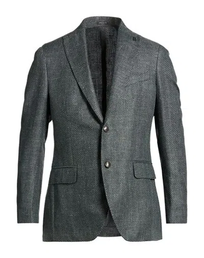 Breras Milano Man Blazer Dark Green Size 38 Virgin Wool, Cotton, Linen In Multi