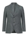 Breras Milano Man Blazer Dark Green Size 44 Linen, Virgin Wool In Gray